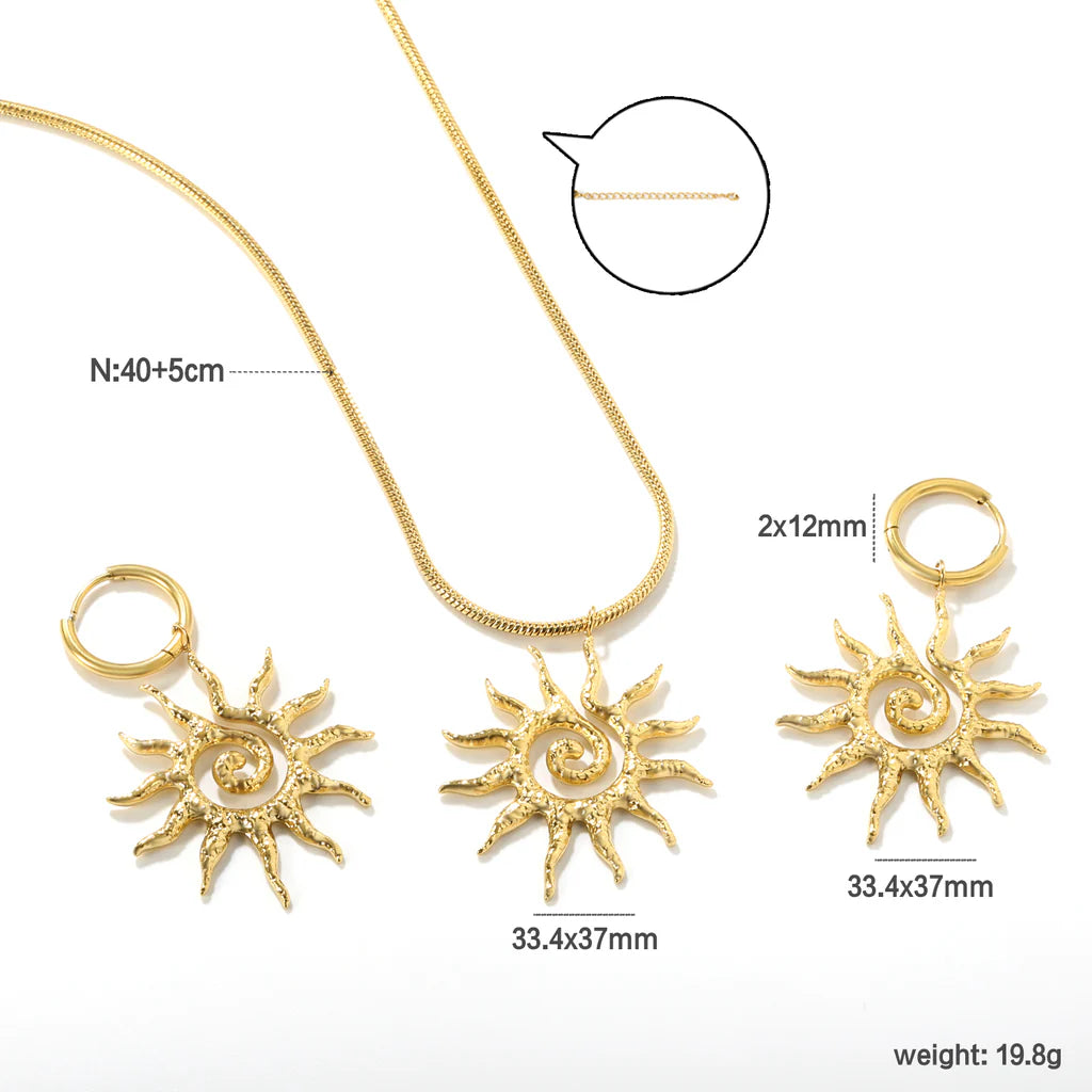 ZANORA Helia - Hollow Spiral Sun Jewelry Set