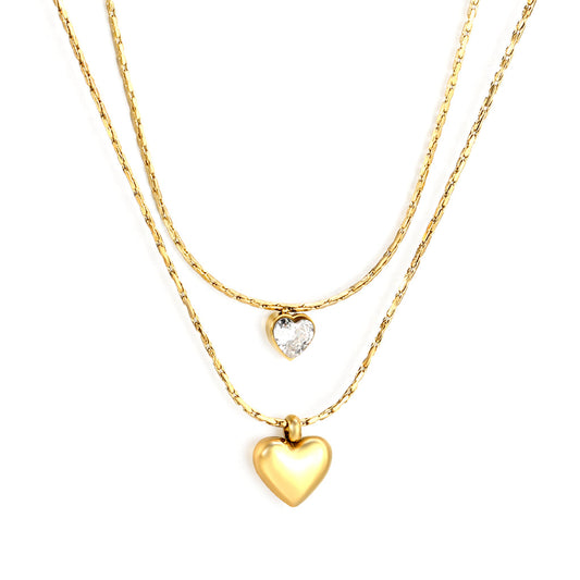 ZANORA - Heart Shape Sticky White Diamond Necklace