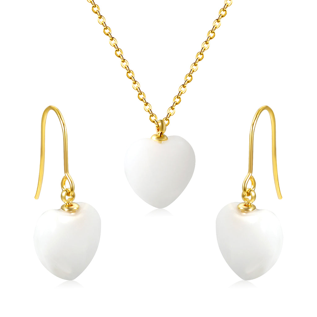 ZANORA White Embrace - White Heart Natural Stone Jewelry Set