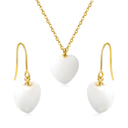 ZANORA White Embrace - White Heart Natural Stone Jewelry Set