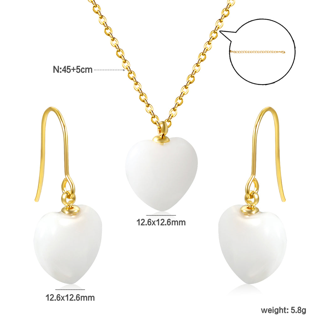 ZANORA White Embrace - White Heart Natural Stone Jewelry Set