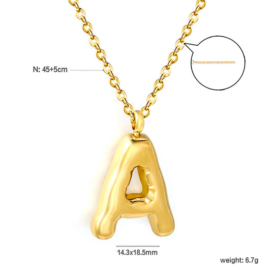 ZANORA Initial Elegance A - A Bubble Letter Pendant Necklace