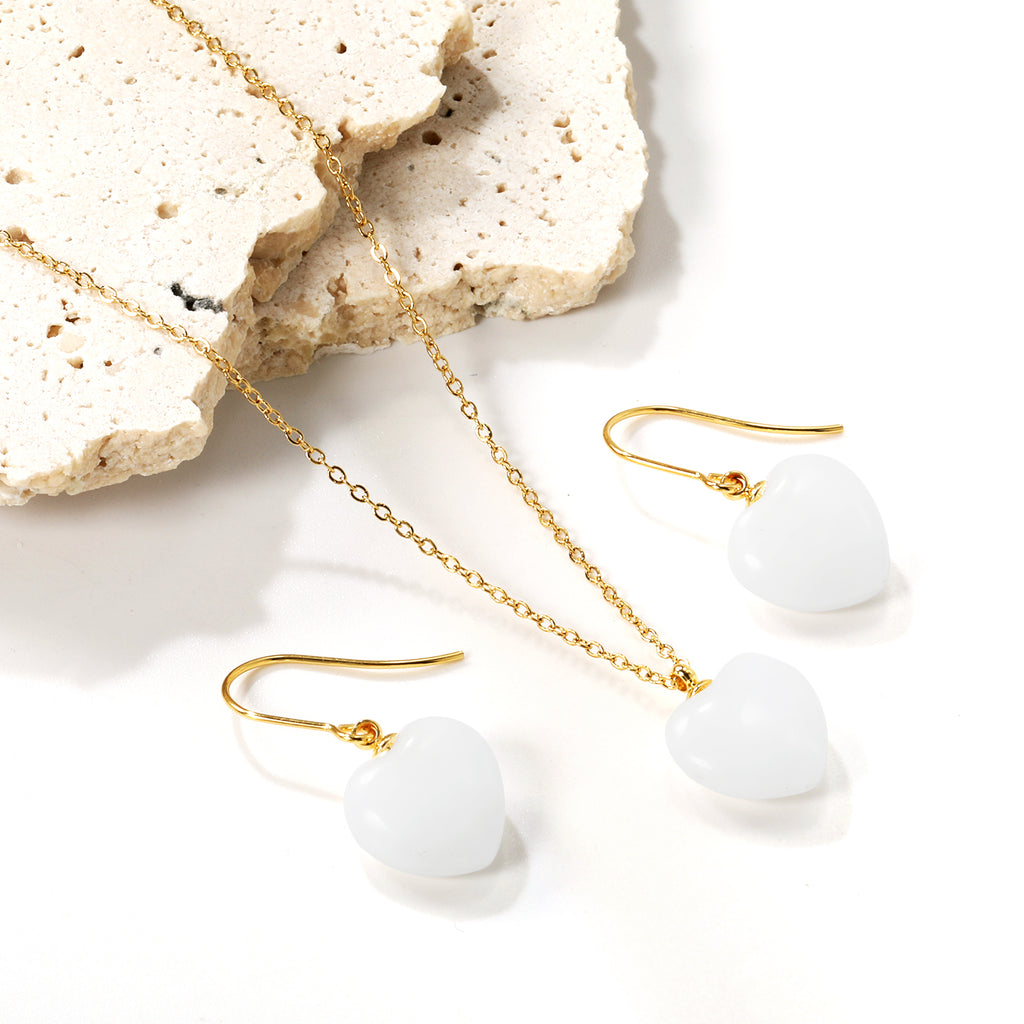 ZANORA White Embrace - White Heart Natural Stone Jewelry Set