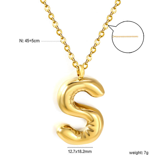 ZANORA Initial Elegance S - S Bubble Letter Pendant Necklace