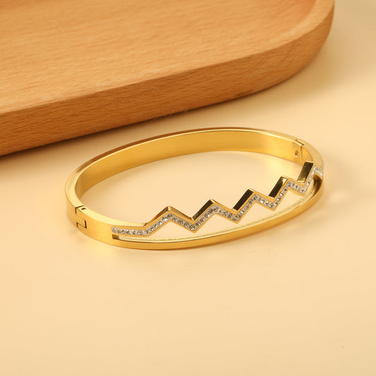 ZANORA - Wavy Diamond Dot Bangle