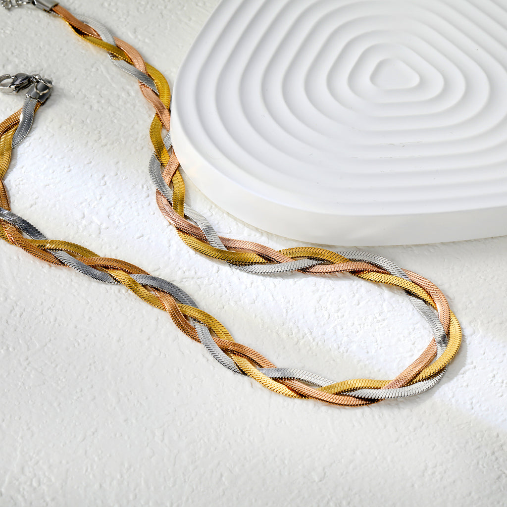 ZANORA - Triple Layered Tricolor Necklace