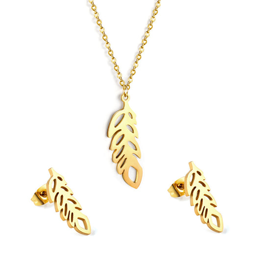 ZANORA Lara Leaf - Polished Leaf Shaped Jewelry Set