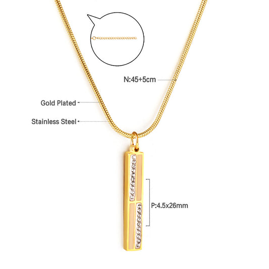 ZANORA Luminous Line - Rectangular Bar + Diamond Necklace