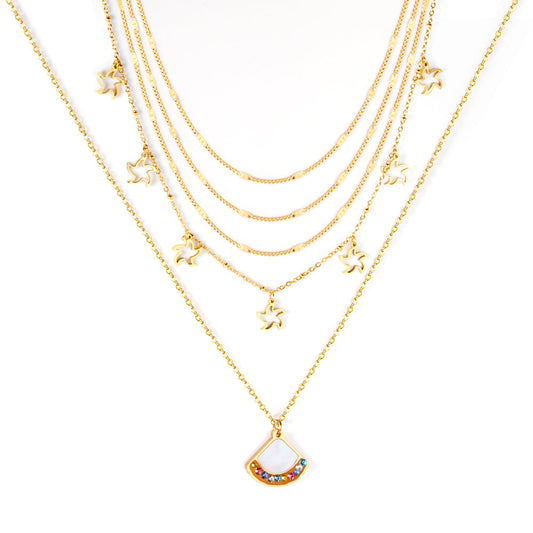 ZANORA - Multilayered With Mixed Diamonds Pendant Necklace