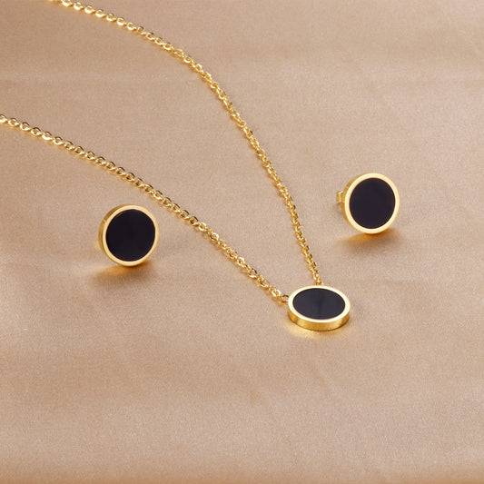 ZANORA - Round Black Shell Jewelry Set