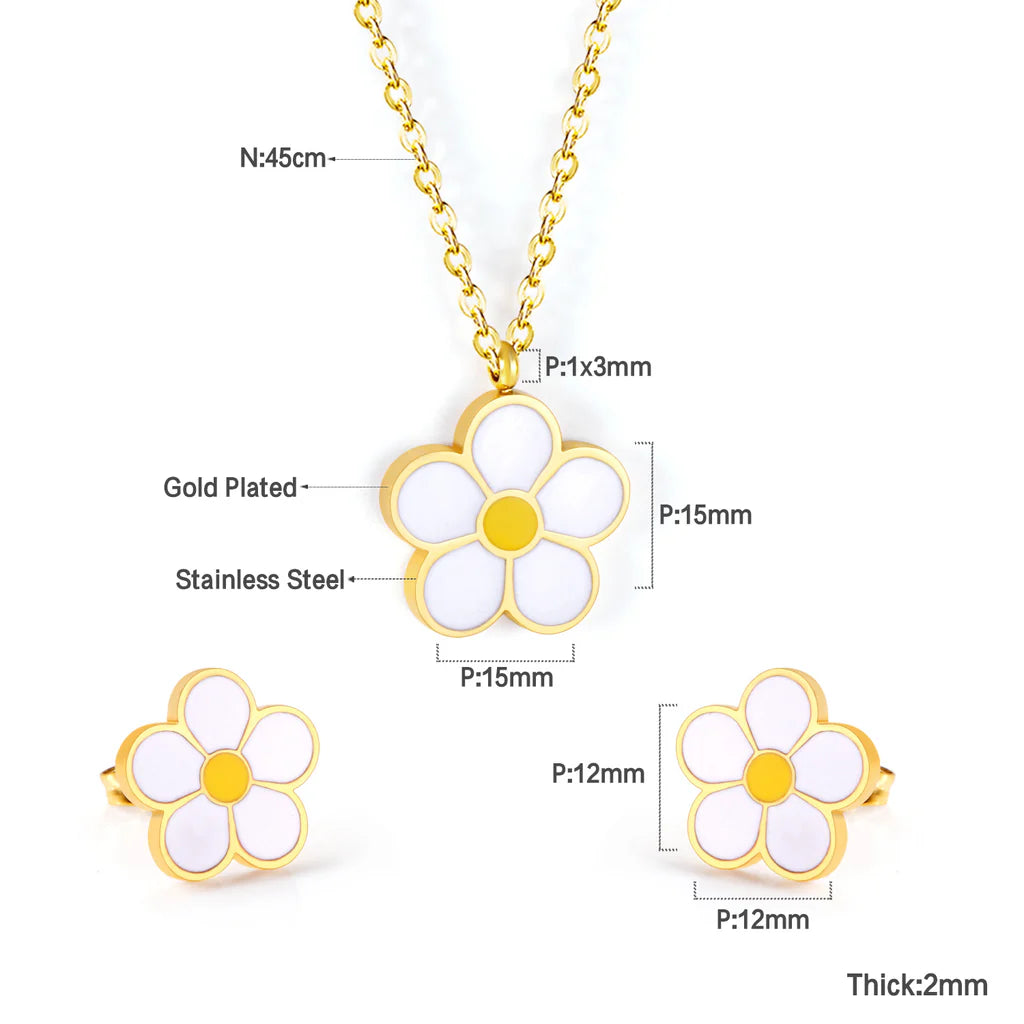ZANORA Daisy Glow - Peach Blossom Oil Drip White Jewelry Set