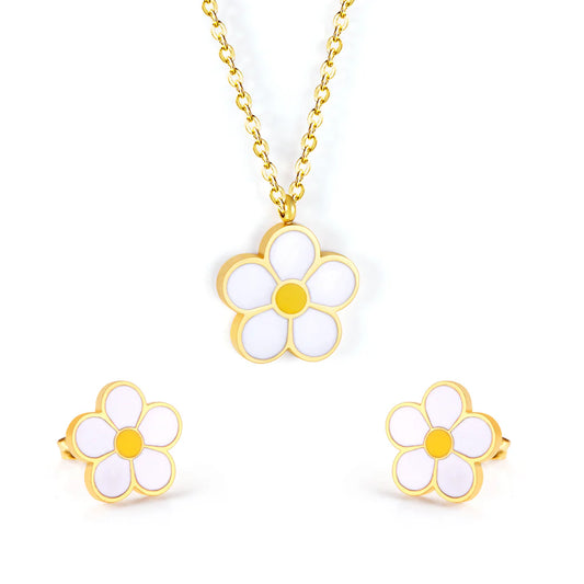 ZANORA Daisy Glow - Peach Blossom Oil Drip White Jewelry Set