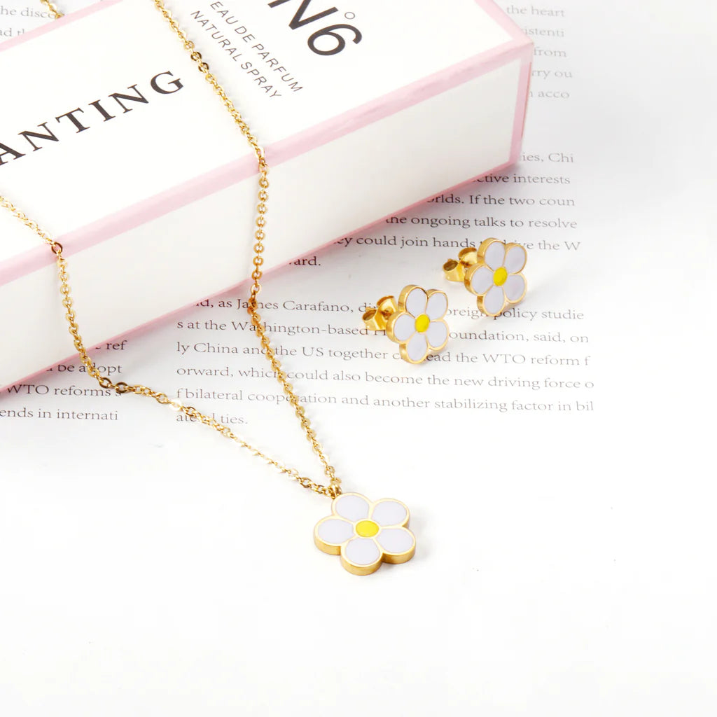 ZANORA Daisy Glow - Peach Blossom Oil Drip White Jewelry Set
