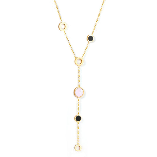 ZANORA - Black and White Shell Pendant Necklace