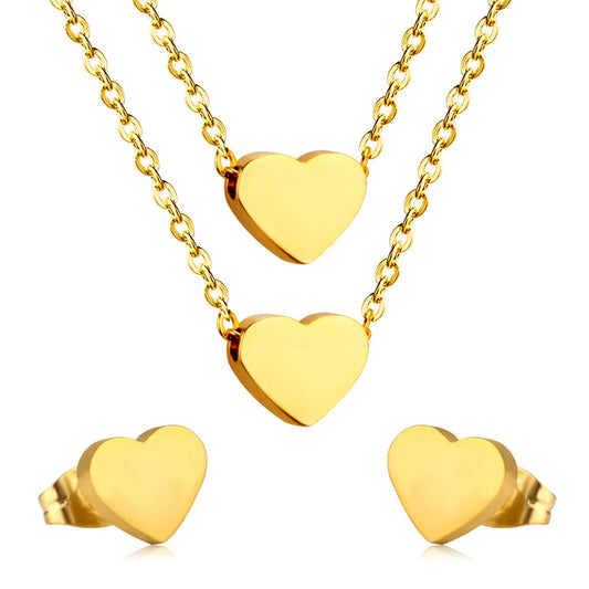ZANORA Heartline - Multilayered Double Heart Jewelry Set