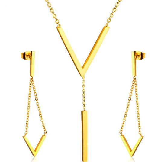 ZANORA Vowline - Glossy V-Shape Jewelry Set