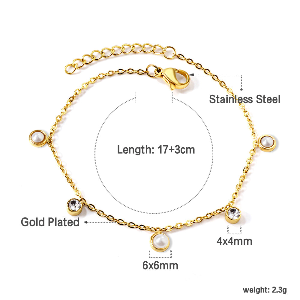 ZANORA - 3 Round White Half Pearls Bracelet