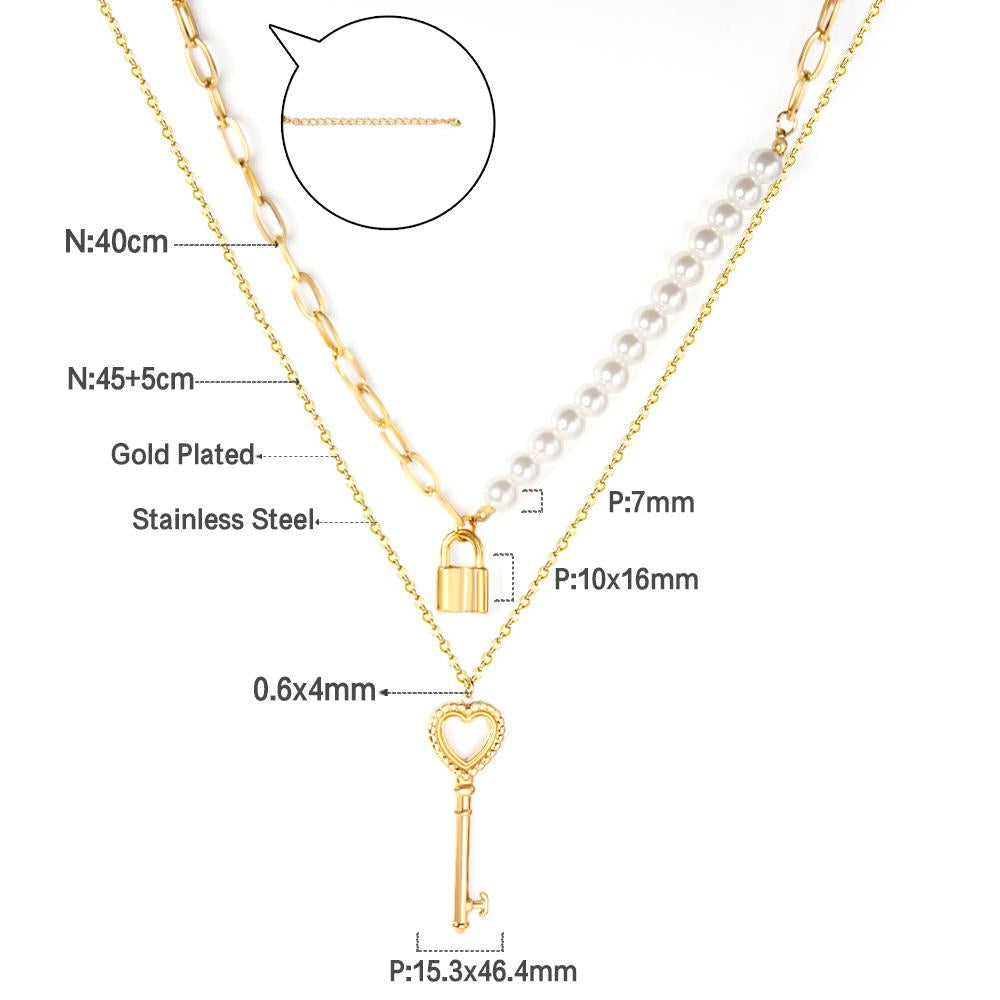 ZANORA - Key & Lock Double Pendant Necklace