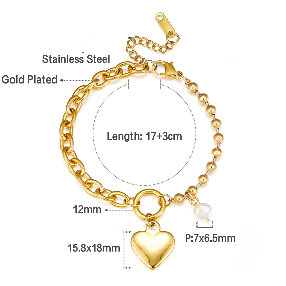 ZANORA  - Heart Shaped White Pearl Bracelet
