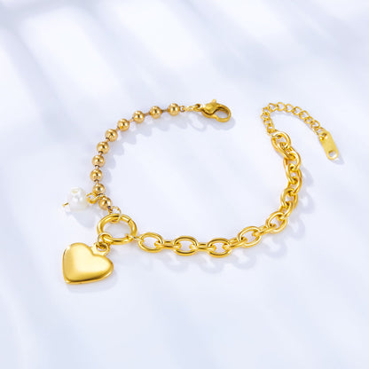 ZANORA  - Heart Shaped White Pearl Bracelet