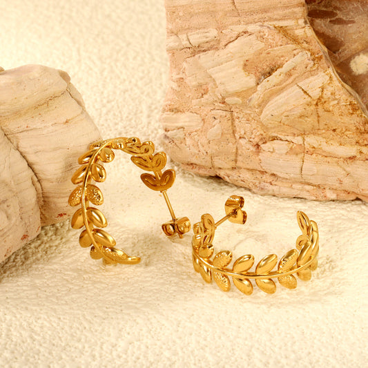 ZANORA  - C-Shaped Leaf Earring