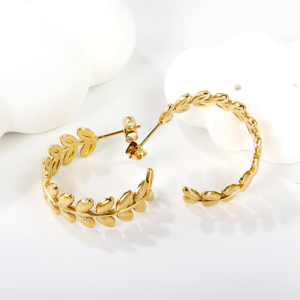 ZANORA  - C-Shaped Leaf Earring