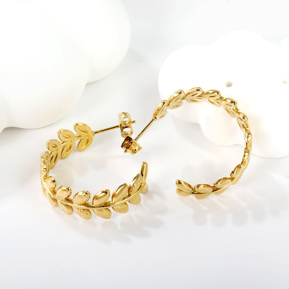 ZANORA  - C-Shaped Leaf Earring