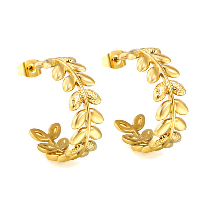 ZANORA  - C-Shaped Leaf Earring