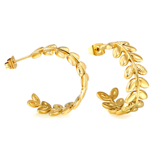ZANORA  - C-Shaped Leaf Earring