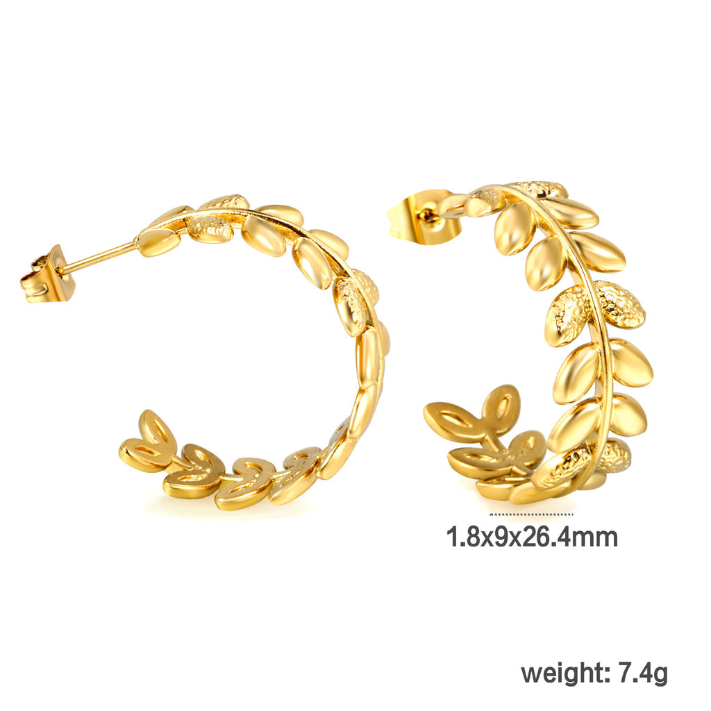 ZANORA  - C-Shaped Leaf Earring