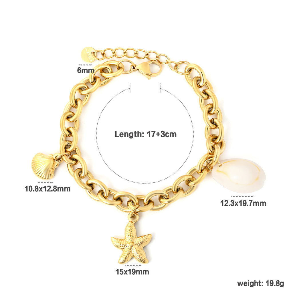 ZANORA  - Starfish + Scallop + Shell + Round Tail Bracelet