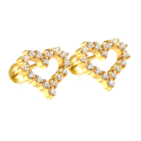 ZANORA  - Heart Shaped White Diamond Hoop Earring