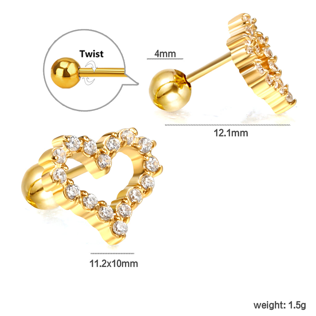 ZANORA  - Heart Shaped White Diamond Hoop Earring