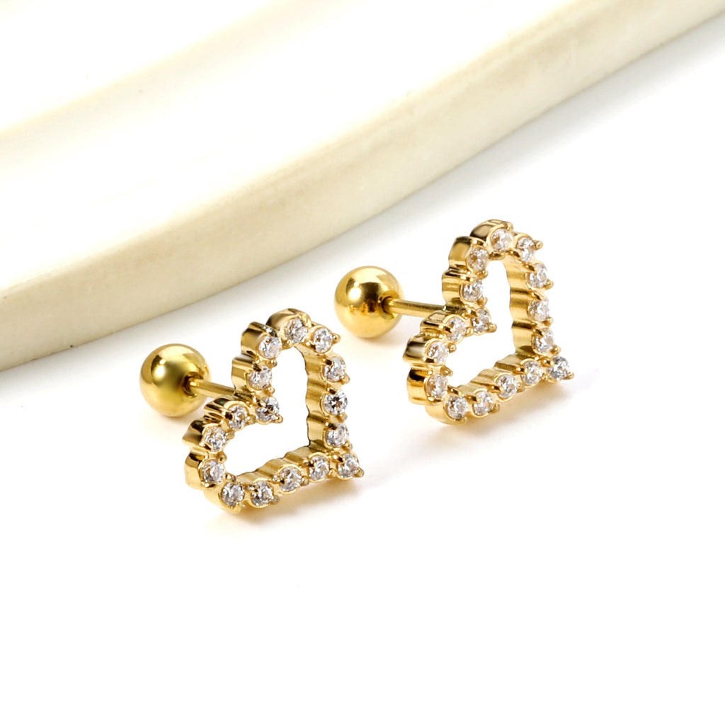 ZANORA  - Heart Shaped White Diamond Hoop Earring
