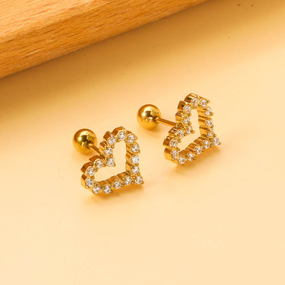 ZANORA  - Heart Shaped White Diamond Hoop Earring