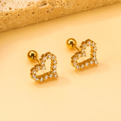 ZANORA  - Heart Shaped White Diamond Hoop Earring