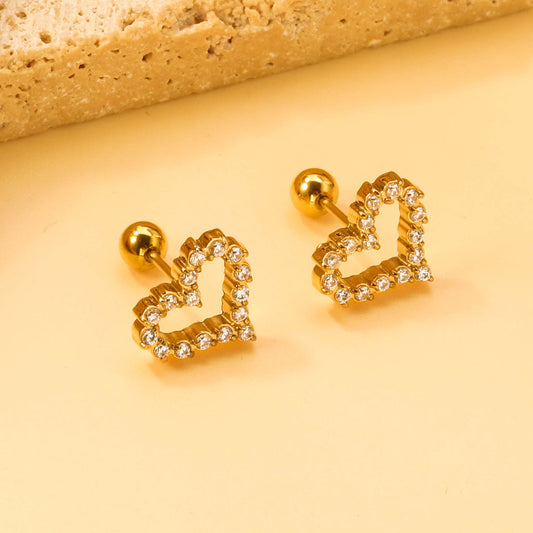 ZANORA  - Heart Shaped White Diamond Hoop Earring