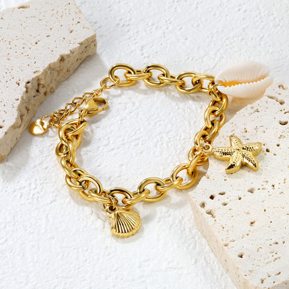 ZANORA  - Starfish + Scallop + Shell + Round Tail Bracelet