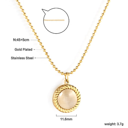 ZANORA  - Round Twist Trim with White Cat's Eye Pendant Necklace