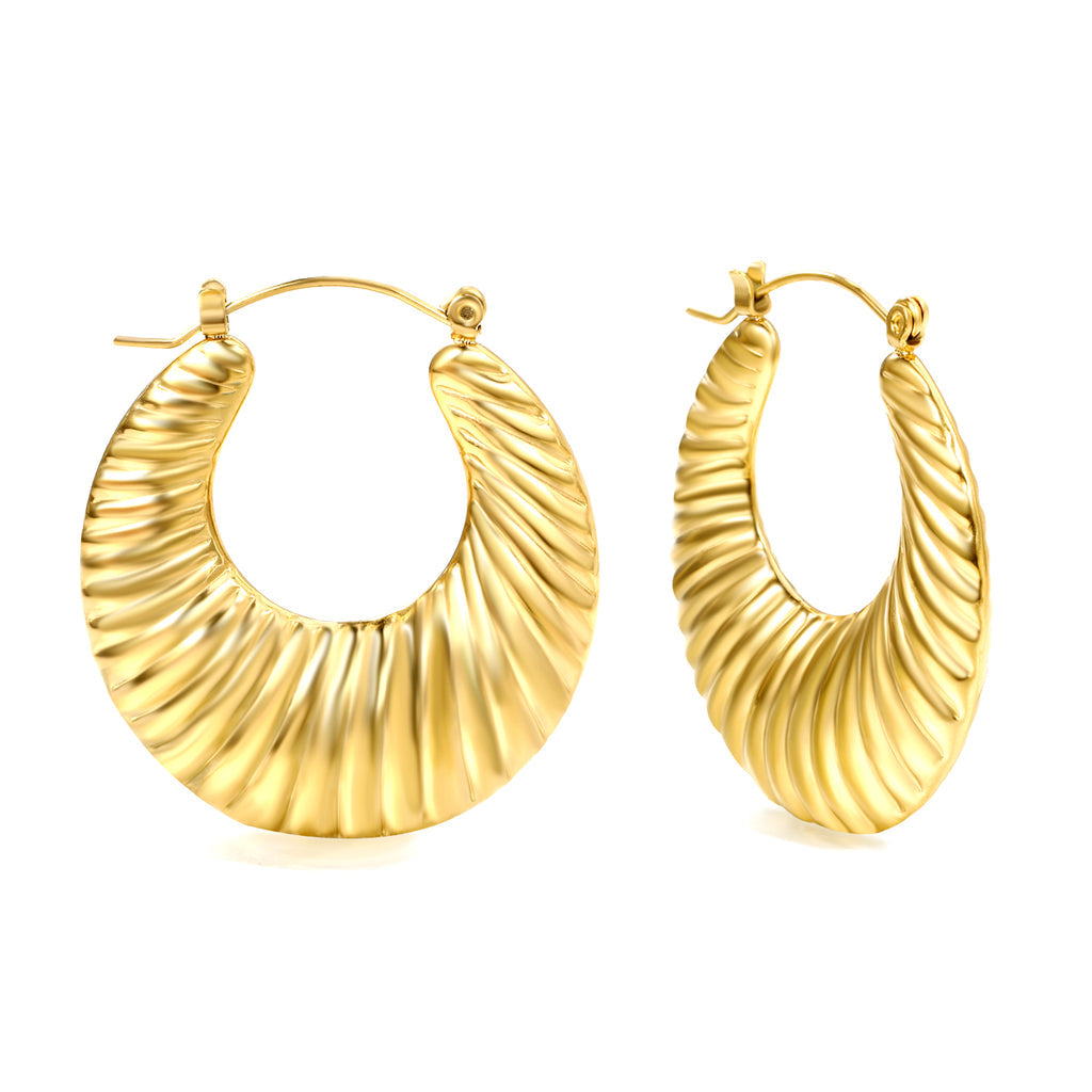 ZANORA  - Hollow Flat Rounded Earring
