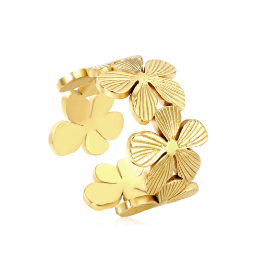 ZANORA Fleuréa - Adjustable Size leaf Flower Cluster Ring