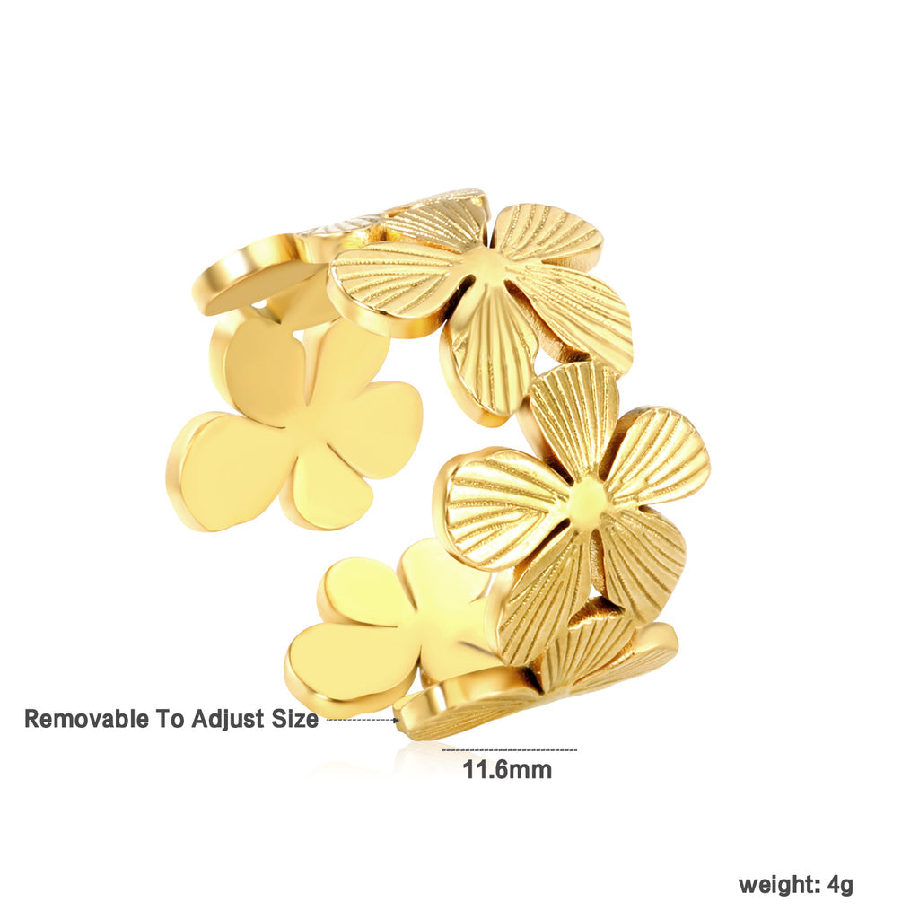 ZANORA Fleuréa - Adjustable Size leaf Flower Cluster Ring
