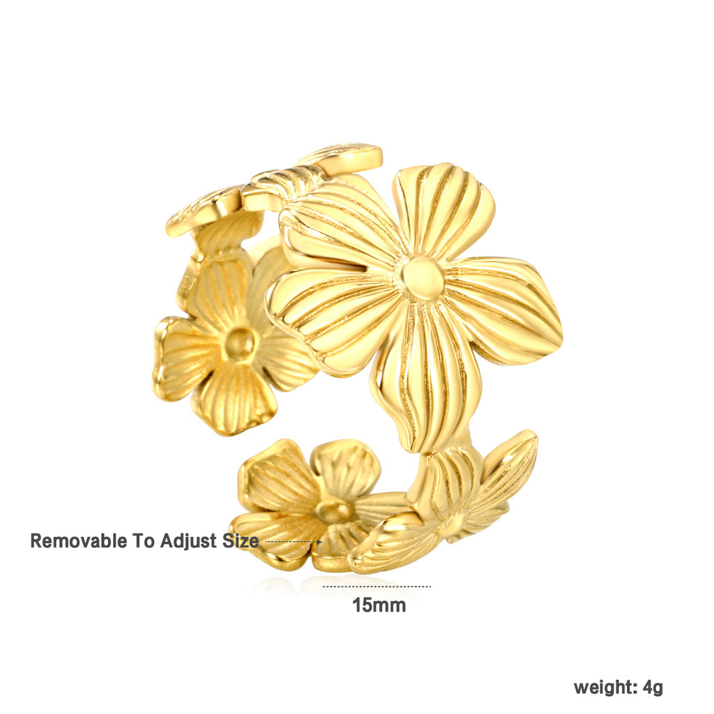 ZANORA Ember Flora - Adjustable Size Embossed Ring