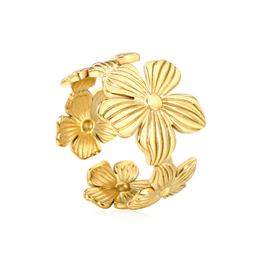ZANORA Ember Flora - Adjustable Size Embossed Ring