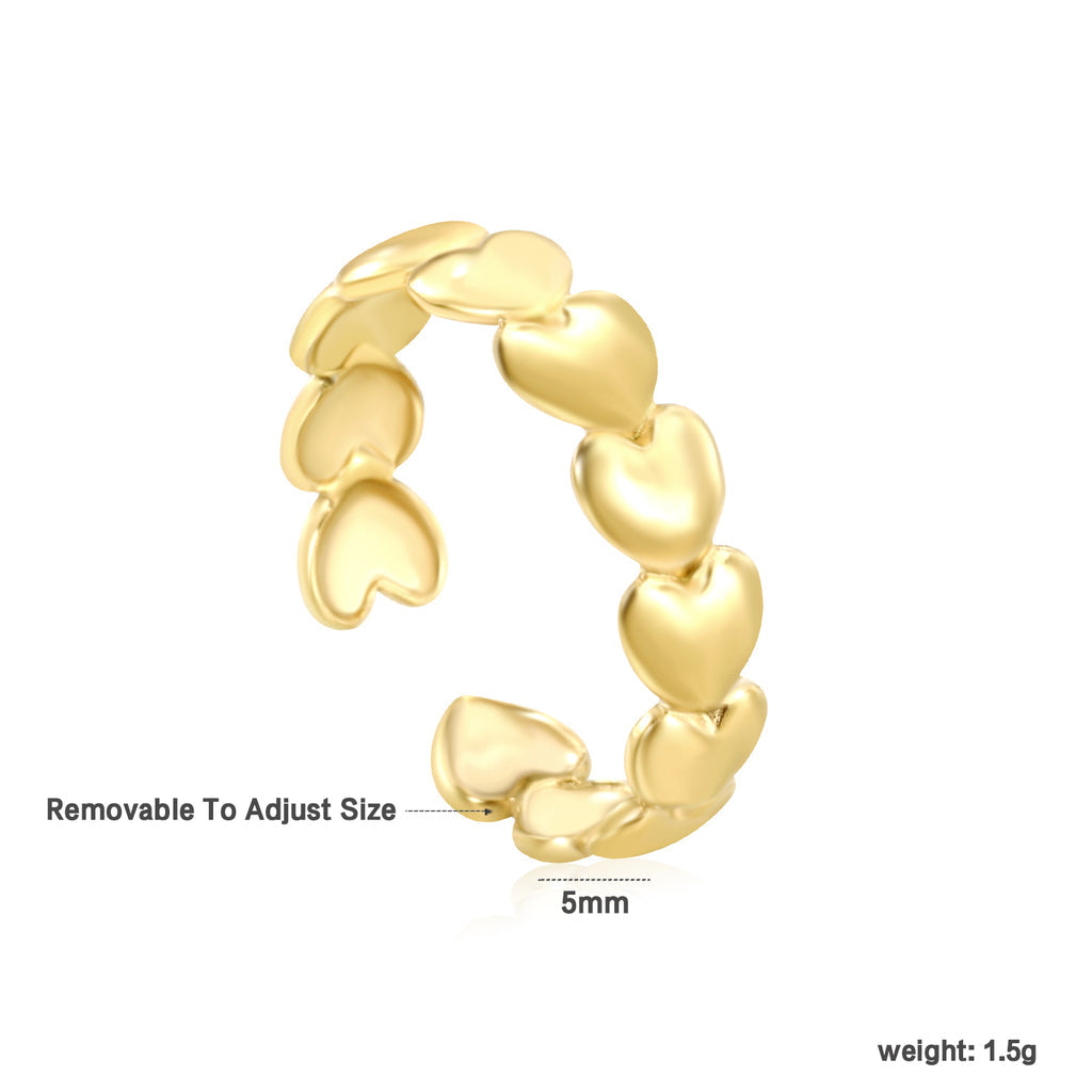 ZANORA Amorette - Adjustable Size Dramatic Heart Open Ring
