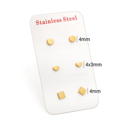 ZANORA  - 3 Pairs Mixed Cut Stud Earring