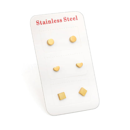 ZANORA  - 3 Pairs Mixed Cut Stud Earring