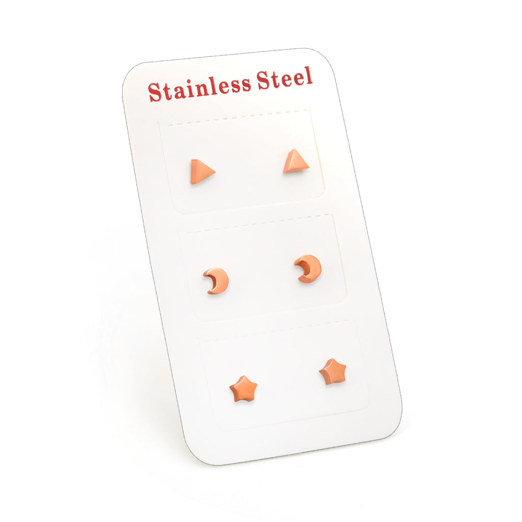 ZANORA  - 3 Pairs Mixed Cut Stud Earring