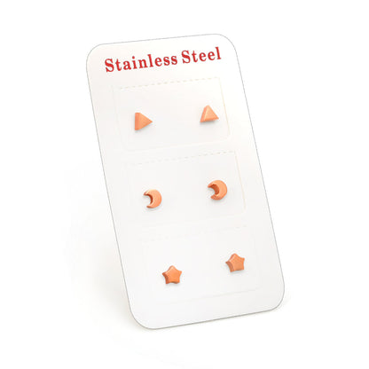 ZANORA  - 3 Pairs Mixed Cut Stud Earring