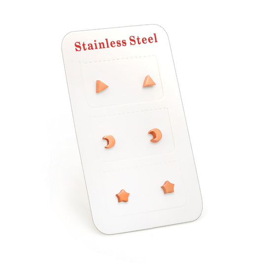 ZANORA  - 3 Pairs Mixed Cut Stud Earring